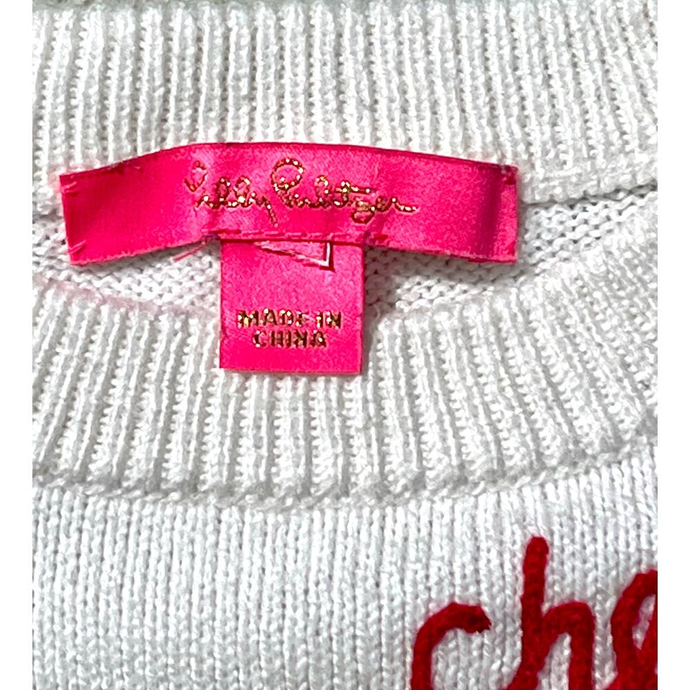 Lilly Pulitzer “Cheers to the Weekend” Navy Stripe Sweater Nautical Sz M - Picture 4 of 6